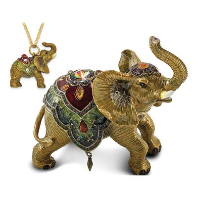 Pewter Elephant Trinket Box & Necklace Set – view 6