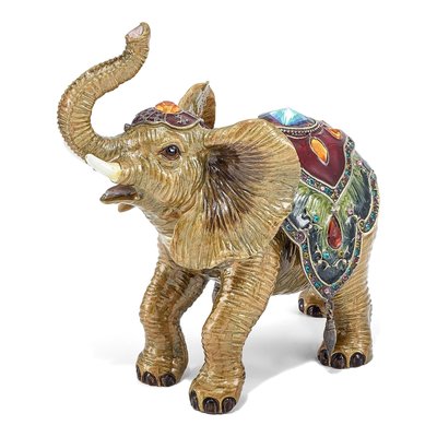 Pewter Elephant Trinket Box & Necklace Set