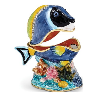 Pewter Blue Tang Fish Trinket Box & Necklace – view 2