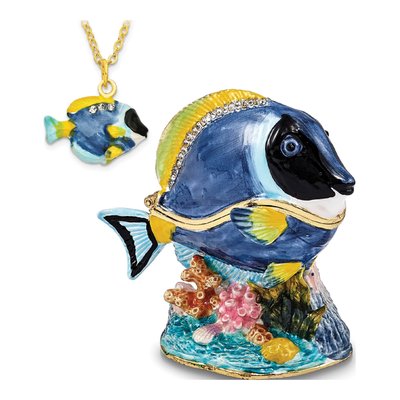 Pewter Blue Tang Fish Trinket Box & Necklace – view 4