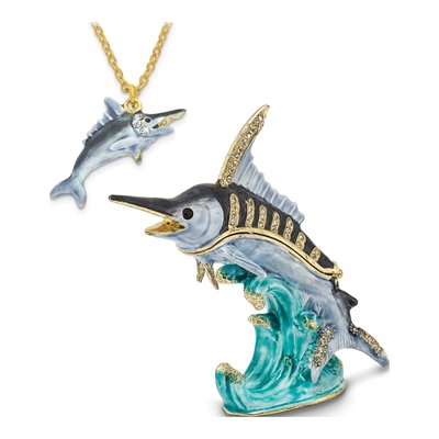 Sammy Swordfish Pewter Trinket Box & Necklace Set – view 4