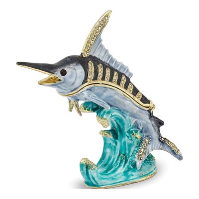 Sammy Swordfish Pewter Trinket Box & Necklace Set