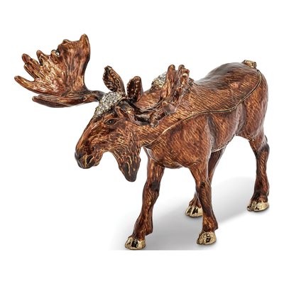 Pewter Moose Trinket Box with 18" Necklace