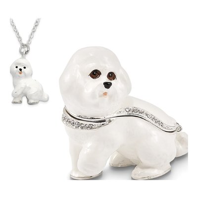 Bichon Frise Pewter Trinket Box with 18in Necklace – view 4