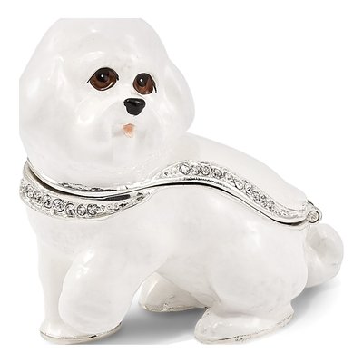 Bichon Frise Pewter Trinket Box with 18in Necklace