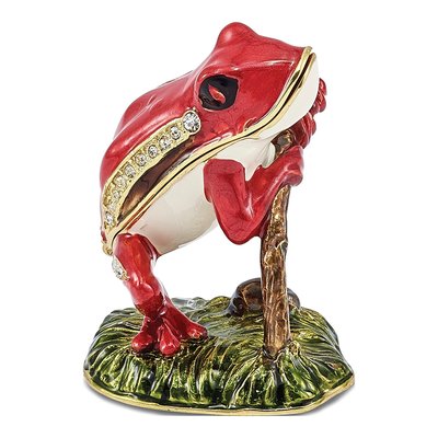Pewter Crystal Frog Trinket Box & Necklace Set – view 4