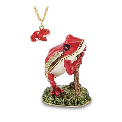 Pewter Crystal Frog Trinket Box & Necklace Set – view 6