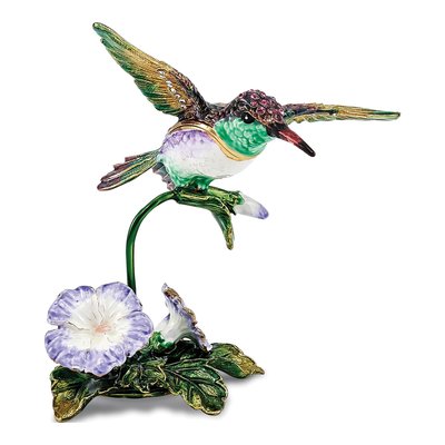 Pewter Hummingbird Trinket Box & Necklace Set