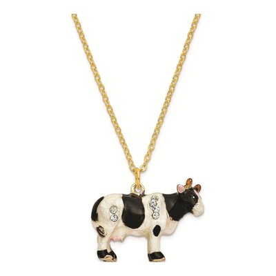Bejeweled Cow Trinket Box with 18" Necklace – view 3