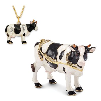 Bejeweled Cow Trinket Box with 18" Necklace – view 4