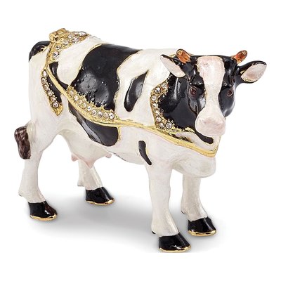 Bejeweled Cow Trinket Box with 18" Necklace