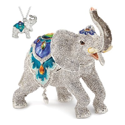 Bejeweled Elephant Trinket Box with Matching Necklace – view 5