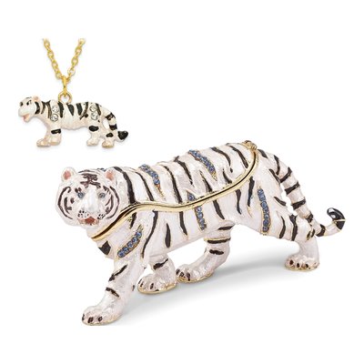White Tiger MALA Trinket Box & 18" Necklace Set – view 4