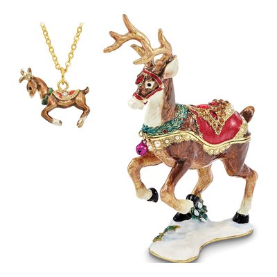 Reindeer Trinket Box with 18" Necklace – view 4