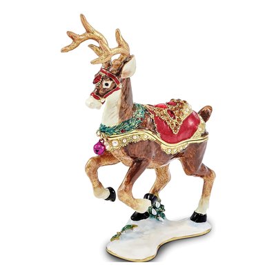 Reindeer Trinket Box with 18" Necklace