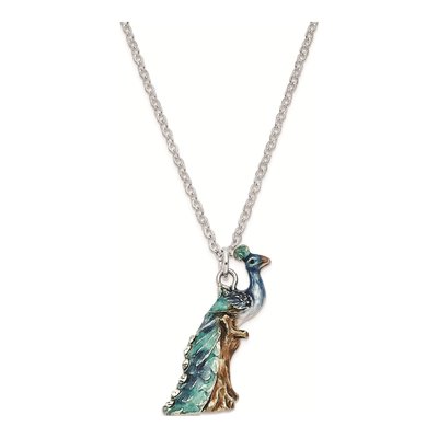 Peacock & Peahen Trinket Box with 18" Necklace Set – view 3