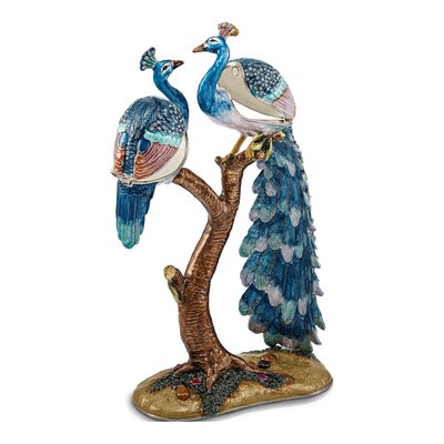 Peacock & Peahen Trinket Box with 18" Necklace Set – view 4