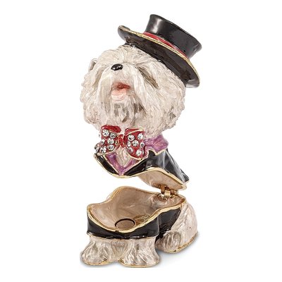 Pewter Tuxedo Dog Trinket Box & 18in Necklace – view 2