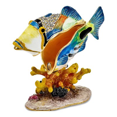 Pewter Humu Humu Fish Trinket Box & Necklace – view 2