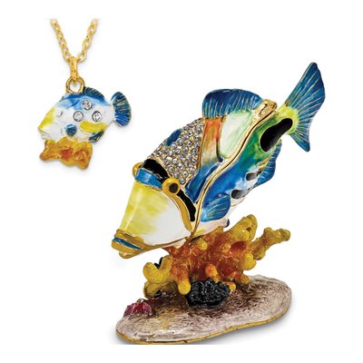 Pewter Humu Humu Fish Trinket Box & Necklace – view 4