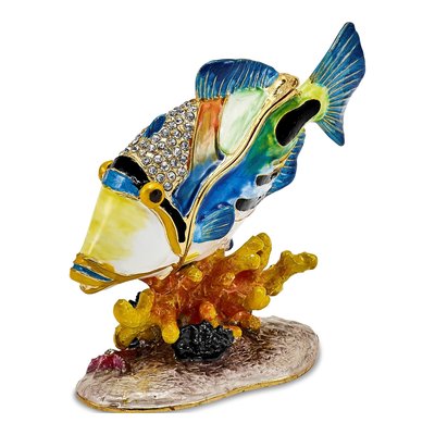 Pewter Humu Humu Fish Trinket Box & Necklace