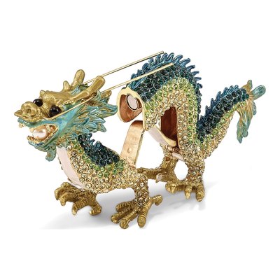 Pewter Chinese Dragon Trinket Box & Necklace Set – view 2