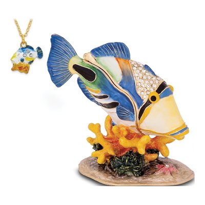 Pewter Humu Humu Fish Trinket Box with Necklace – view 2