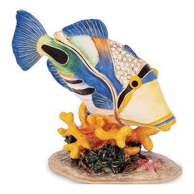 Pewter Humu Humu Fish Trinket Box with Necklace