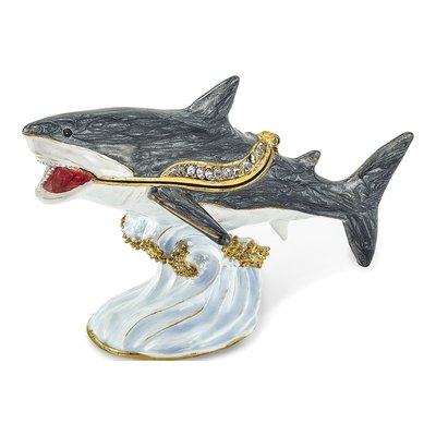 Pewter Shark Trinket Box with 18" Necklace