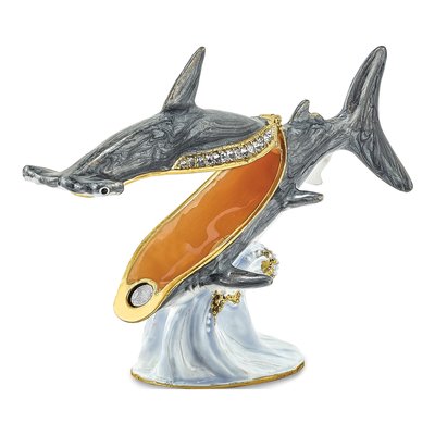 Pewter Hammerhead Shark Trinket Box & 18" Necklace – view 2
