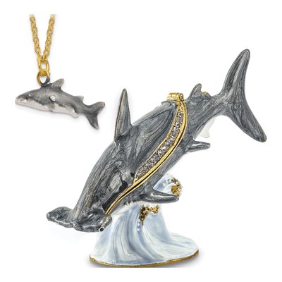 Pewter Hammerhead Shark Trinket Box & 18" Necklace – view 6