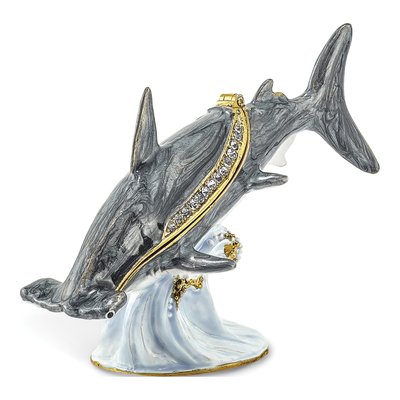 Pewter Hammerhead Shark Trinket Box & 18" Necklace