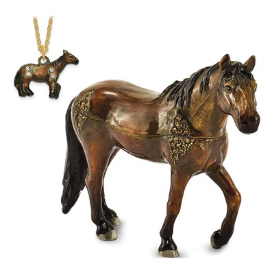 SPENCER Dark Bay Horse Trinket Box & Necklace Set – view 4