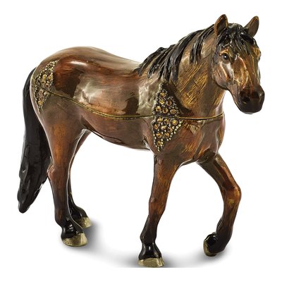 SPENCER Dark Bay Horse Trinket Box & Necklace Set