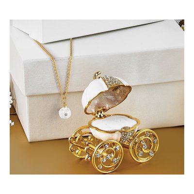 Pewter Pumpkin Coach Trinket Box & Necklace Set – view 7