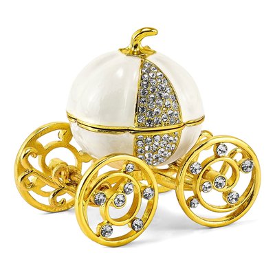 Pewter Pumpkin Coach Trinket Box & Necklace Set