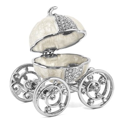 Pewter Bejeweled Pumpkin Coach Trinket Box & Necklace – view 2