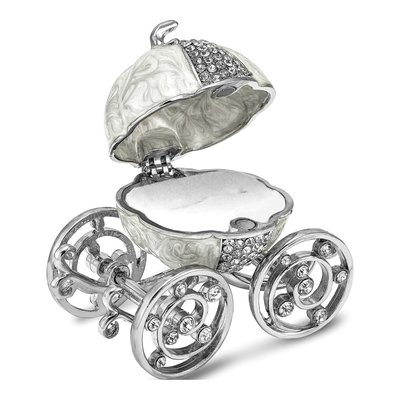 Pewter Bejeweled Pumpkin Coach Trinket Box & Necklace – view 3