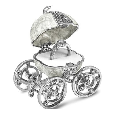 Pewter Bejeweled Pumpkin Coach Trinket Box & Necklace – view 5