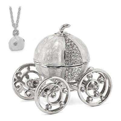 Pewter Bejeweled Pumpkin Coach Trinket Box & Necklace – view 6