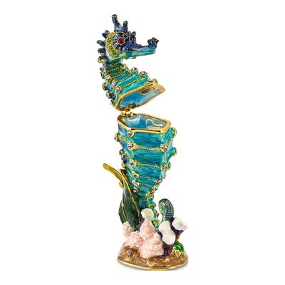 Pewter Seahorse Trinket Box with Necklace – view 2