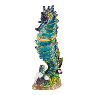 Pewter Seahorse Trinket Box with Necklace – view 3