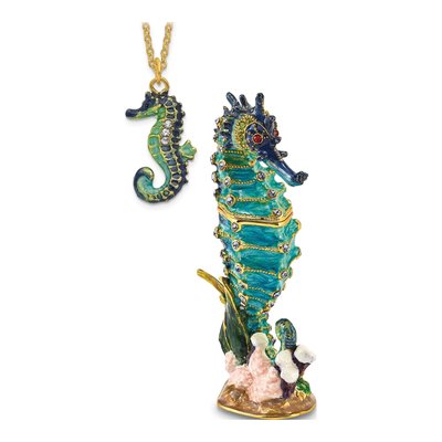 Pewter Seahorse Trinket Box with Necklace – view 5