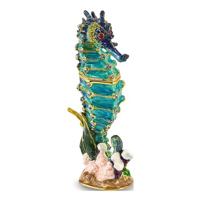 Pewter Seahorse Trinket Box with Necklace