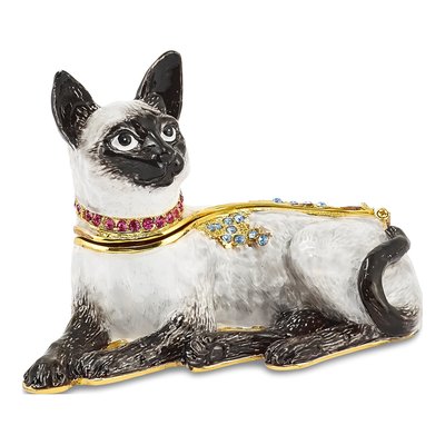 Siamese Cat Trinket Box with 18" Necklace