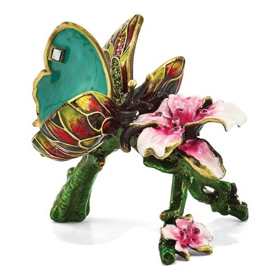 BELLA Butterfly & Orchid Trinket Box w/ Necklace – view 5
