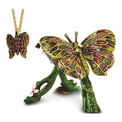 BELLA Butterfly & Orchid Trinket Box w/ Necklace – view 6