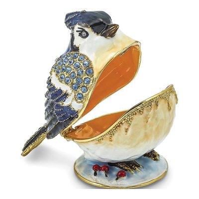 Pewter Blue Jay Trinket Box with Necklace – view 2