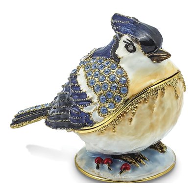 Pewter Blue Jay Trinket Box with Necklace