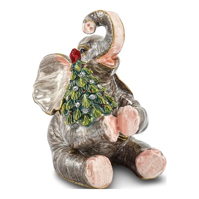 Pewter Elephant Trinket Box with 18" Necklace